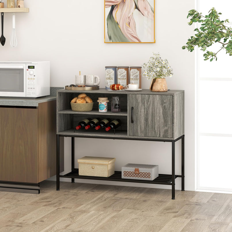 Giantex Buffet Cabinet with Power Outlets & USB Ports, Wood Coffee Bar Cabinet