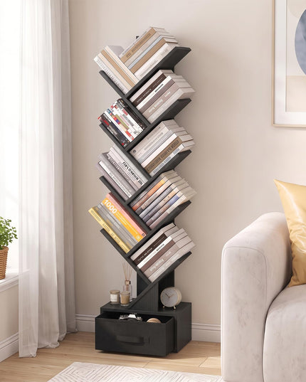 GIANTEX 9-Tier Tree Bookshelf with Drawer for Home Office