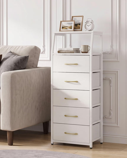 GIANTEX Tall Dresser with 4/5 Fabric Drawers & Metal Frame for Living Room (1/2)
