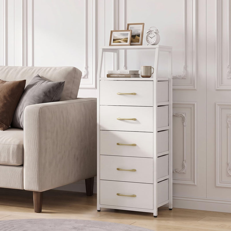 GIANTEX Tall Dresser with 4/5 Fabric Drawers & Metal Frame for Living Room (1/2)