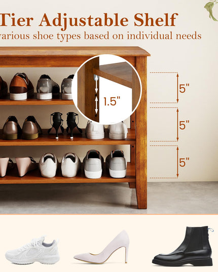 Giantex Mid-Century Modern Shoe Storage Bench for Entryway