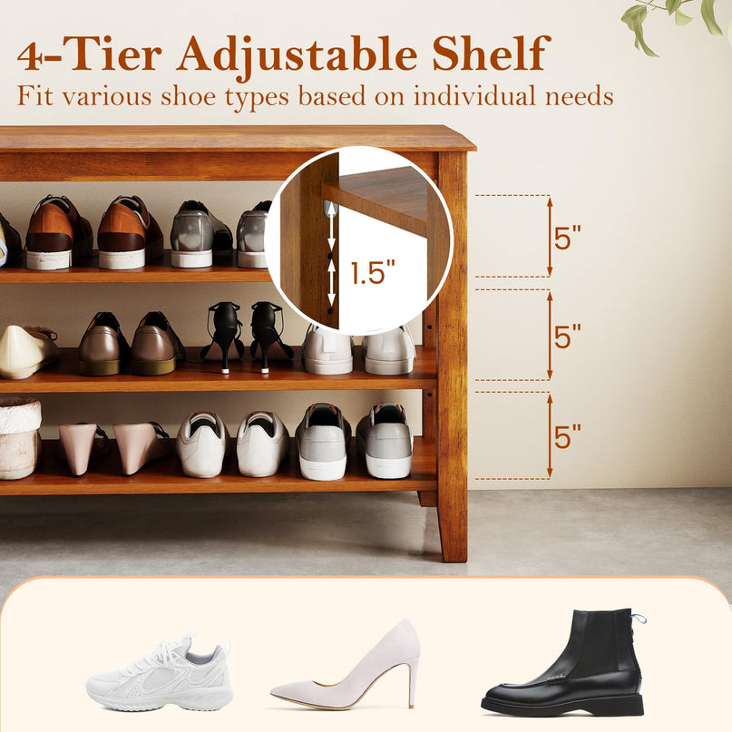 Giantex Mid-Century Modern Shoe Storage Bench for Entryway