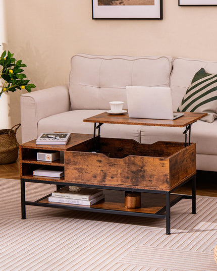 Giantex Lift Top Coffee Table, Coffee Table with Storage Shelf and Hidden Compartment