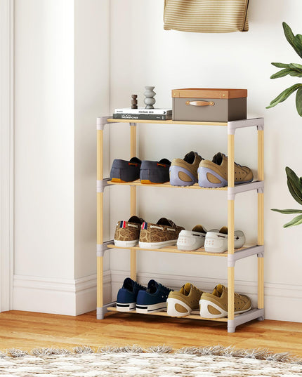 Meuble à Chaussures Empilable à 4 Niveaux Giantex avec Étagères Ouvertes à Lattes