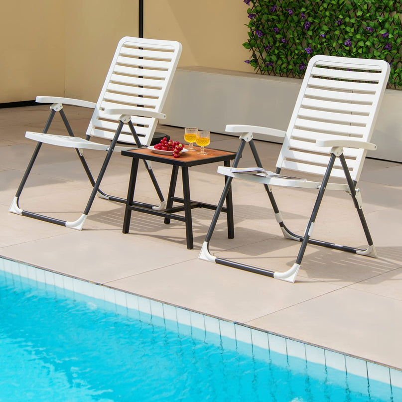 Giantex Patio Folding Chair, Adjustable Reclining Folding Chair w/ 7-Level Backrest
