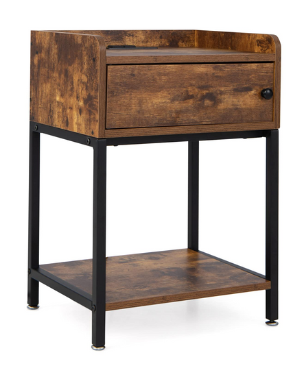 Giantex Nightstand with Charging Station - Sofa Side Table