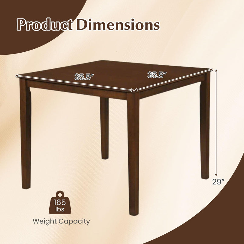 Giantex 35.5" Square Kitchen Table with Solid Rubber Wood Legs