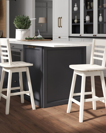 Giantex Wood Bar Stools, Swivel Counter Height Bar Stools with Slatted Hollow Back & Ergonomic Contoured Seat