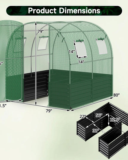 6.5 x 6.5 Ft Walk-in Greenhouse with Raised Garden Bed