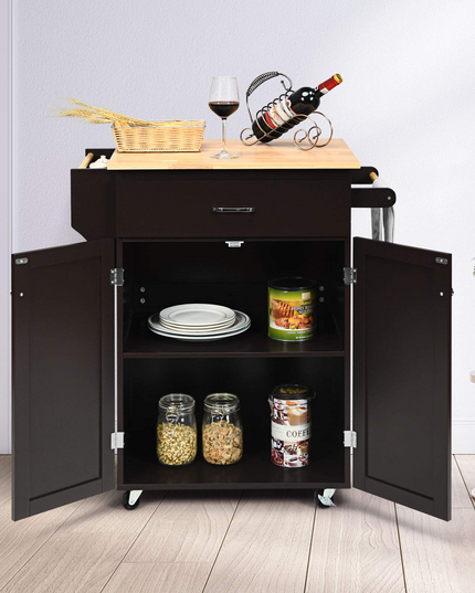 Giantex Rolling Kitchen Island, Kitchen Trolley Cart with Spice Rack, Large Drawer