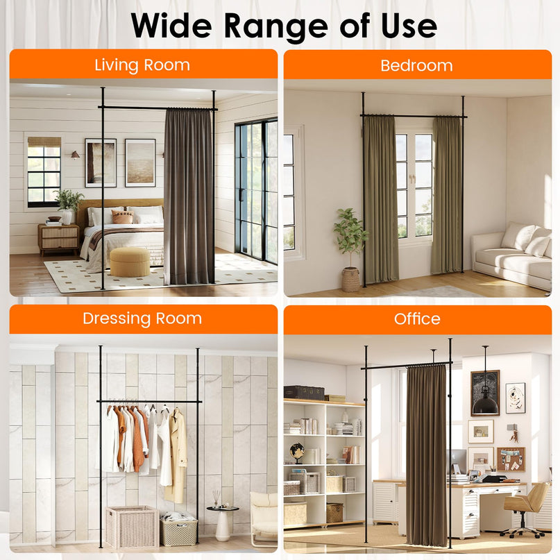 Giantex Room Divider Curtain Rod for Room Separation in Apartment