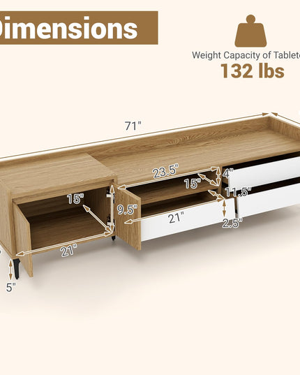 Meuble TV moderne Giantex de 180 cm avec armoire de rangement pour téléviseurs de 75 à 80 pouces