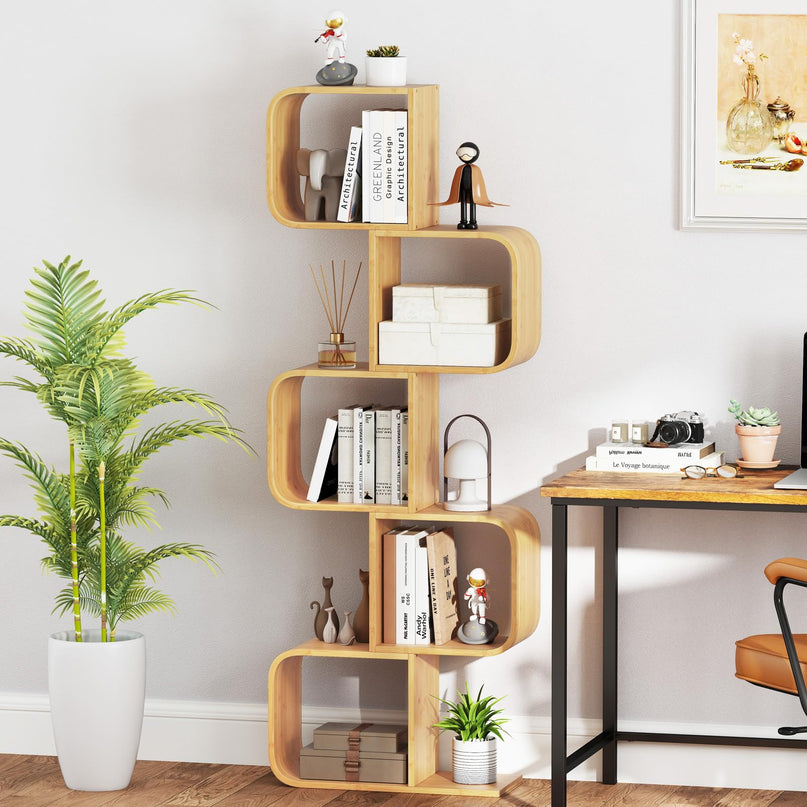 Giantex 5-Tier S-Shaped Bookcase