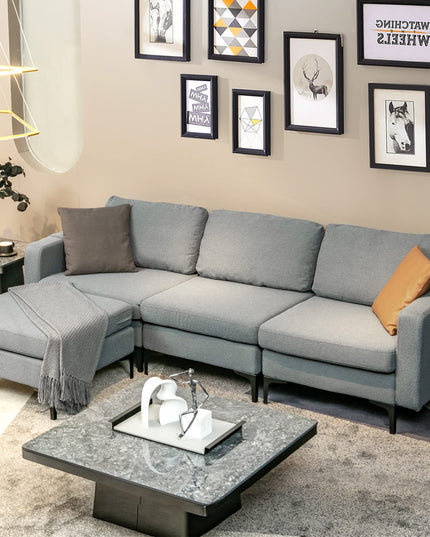 Giantex 94.5" L Convertible Sofa Couch, 3 Seat Sectional Sleeper with USB Ports & Socket
