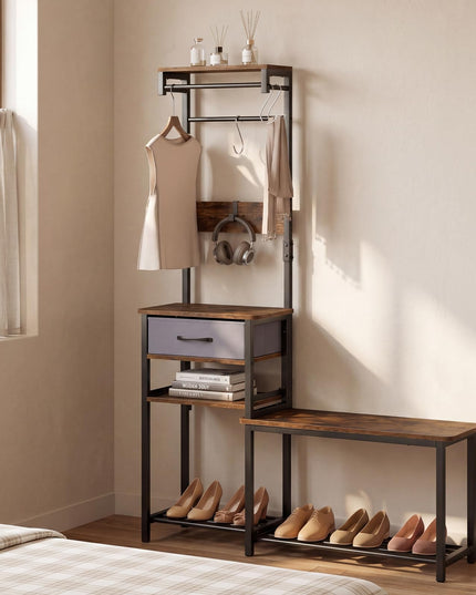 Giantex 7-in-1 Hall Tree with Bench and Shoe Storage