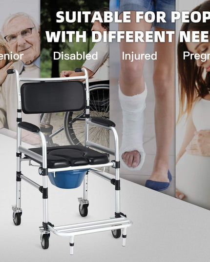 Giantex 3 in 1 Lightweight Shower Commode Wheelchair