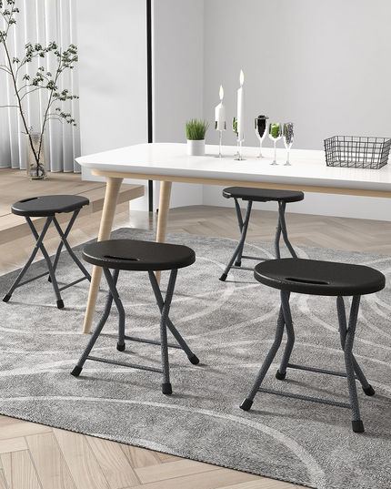 Giantex Folding Stool, 18” Height Foldable Bar Stools, Portable Folding Chairs with Built-in Carry Handle