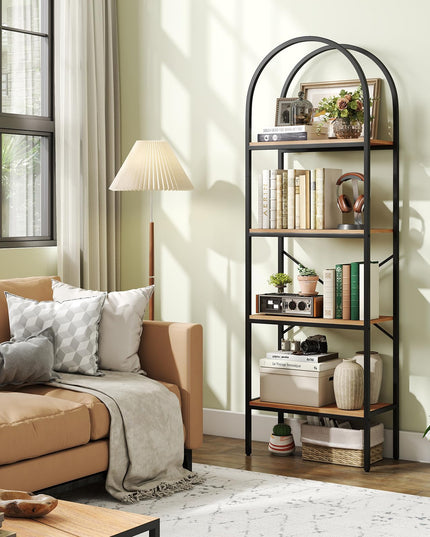 GIANTEX 4-Tier Arched Industrial Bookcase with Metal Frame (1/2)