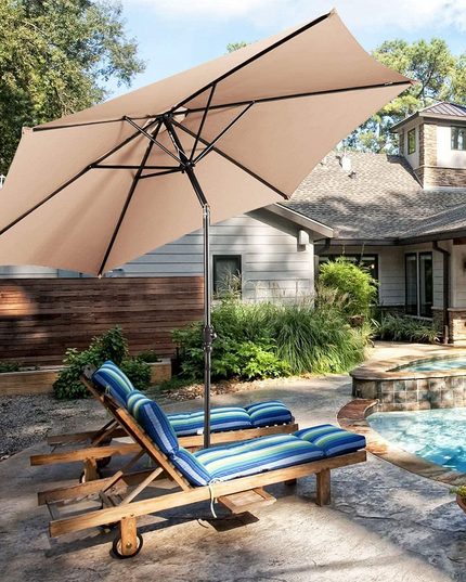 Giantex Patio Umbrella with Base Stand, 10ft Market Umbrella with 59 LBS Heavy-Duty Round Umbrella Stand