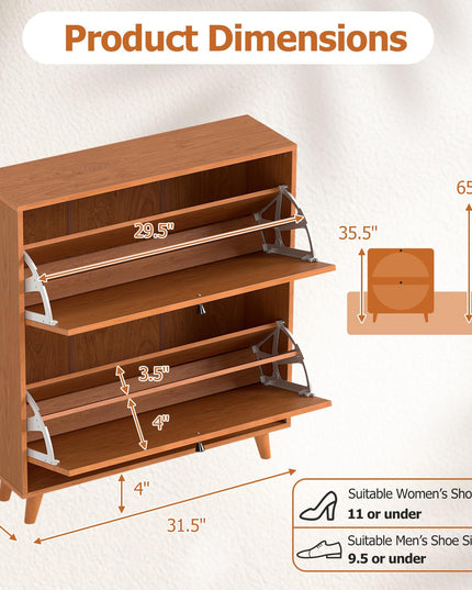 Giantex Shoe Storage Cabinet with 2 Flip Drawers