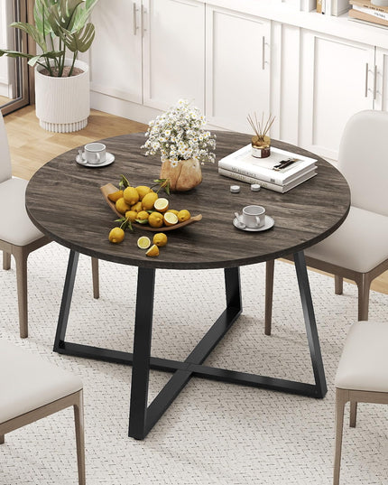Giantex 47-inches Round Dining Table with Metal Pedestal Base