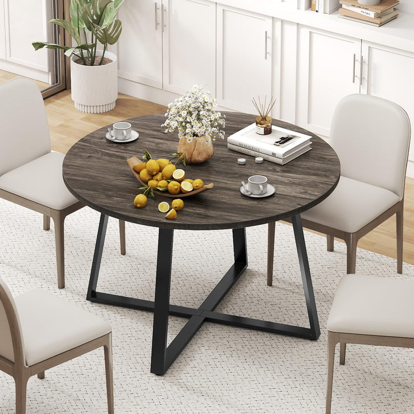 Table de salle à manger ronde Giantex de 47 pouces avec pied central en métal