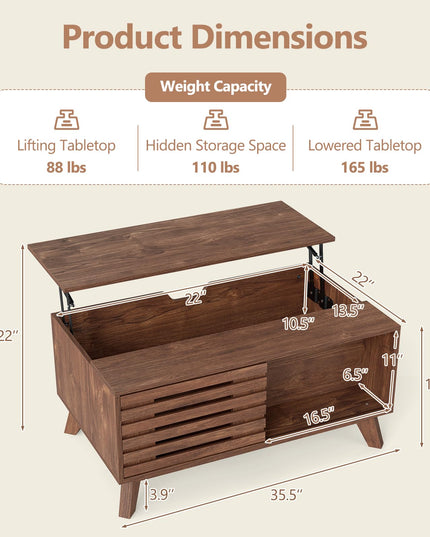 GIANTEX 35.5" Lift Top Coffee Table with Storage for Living Room