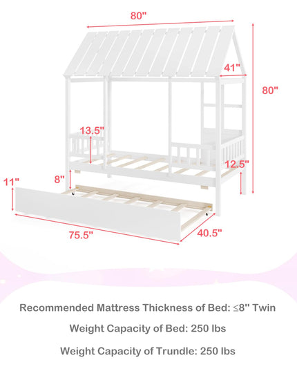 Giantex Twin House Bed with Trundle Bed Twin