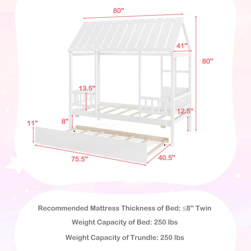 Giantex Twin House Bed with Trundle Bed Twin