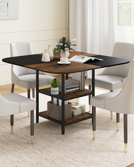 Table à manger carrée Giantex de 120,6 cm pour 4 personnes avec étagère de rangement à 2 niveaux