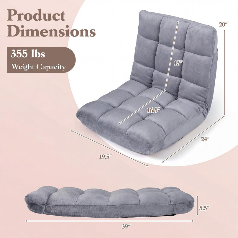 Chaise de sol Giantex avec 14 positions réglables (61 x 49,5 x 50,8 cm)