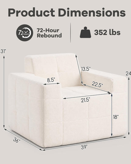 GIANTEX Boneless Single Sofa Chair with Terry Cloth Upholstery