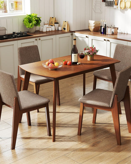 Giantex Dining Table Set for 4 | Rectangular Kitchen Table and Chairs Set w/Rubber Wood Frame