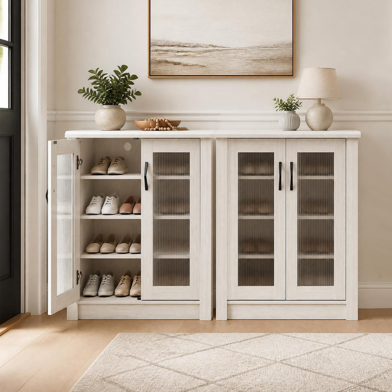 GIANTEX Shoe Storage Cabinet with 2/3 Doors and 3/6 Removable Shelves
