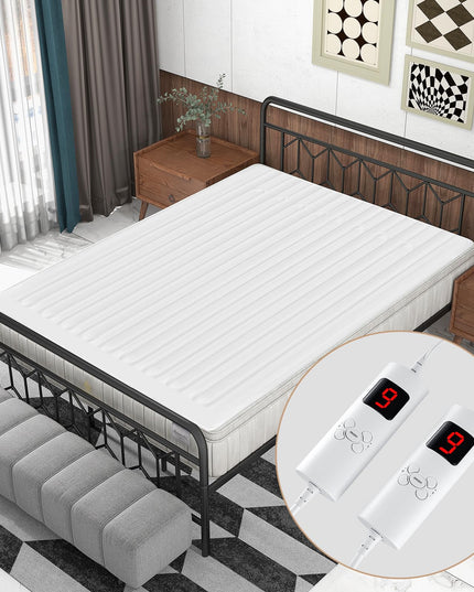 Giantex Heated Mattress Pad, Machine Washable Bed Warmer with Dual Controller