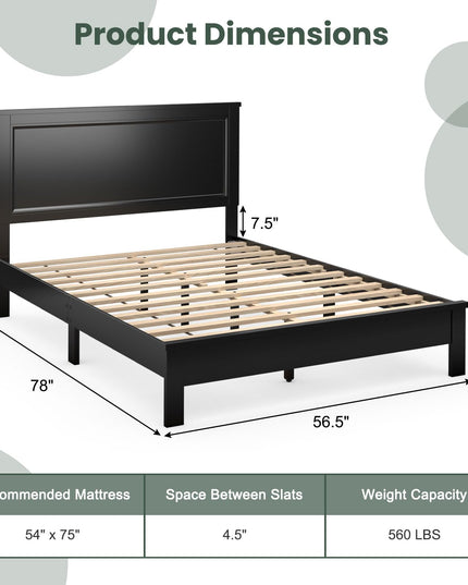 Giantex Wood Platform Bed Frame with Headboard, Mid Century Bed Frame with Solid Wood Legs & Wooden Slat Support