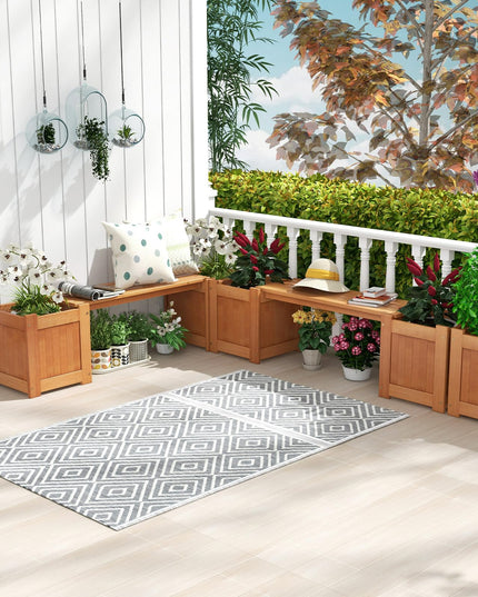 Banc d'extérieur 2-en-1 Giantex avec 2 jardinières surélevées