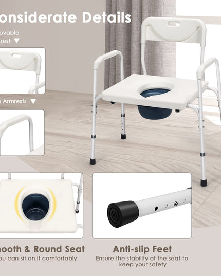 Giantex 3-in-1 Bedside Commode Chair