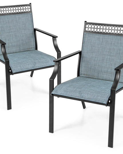 Giantex Patio Chairs Set of 2/4, Outdoor Chairs with All Weather Fabric, High Backrest, Armrests