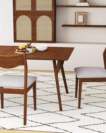 Giantex Wooden Dining Chairs Set of 2/4, Linen Fabric Upholstered Kitchen Chairs w/Rubber Wood Frame