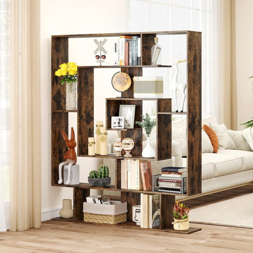 Giantex 7 Tier Geometric Bookshelf with Open Shelves