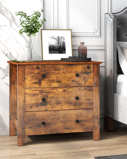 Giantex Small 3-Drawer Dresser for Bedroom - 28.5” x 18” x 26” Wide Chest of Drawers, Modern Large Nightstand