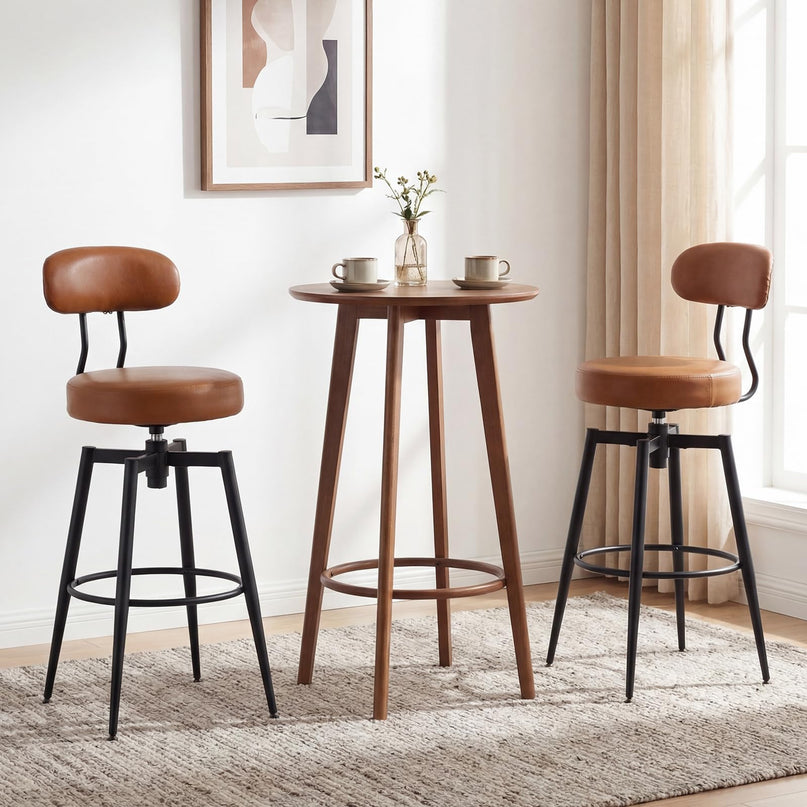 Giantex Swivel Barstools Set w/Upholstered Seat & Back