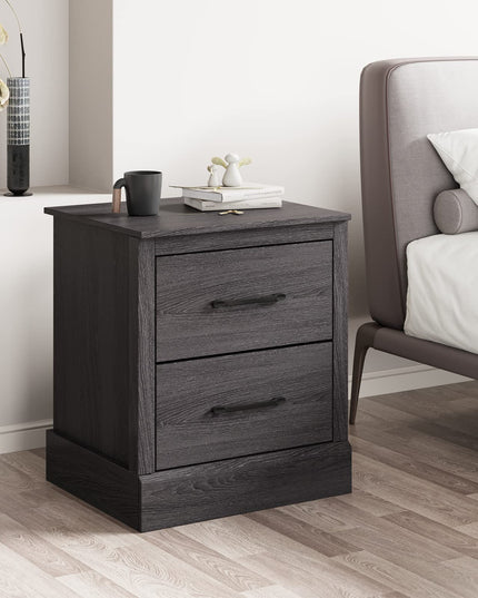 Giantex Wood Bedside Table with 2 Storage Drawers