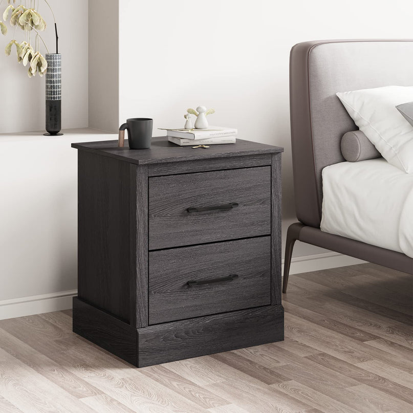 Giantex Wood Bedside Table with 2 Storage Drawers