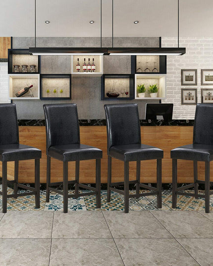 Giantex 25 inch Wooden Vintage Bar Chairs, Counter Stools w/ Upholstered Foam Cushion & Solid Rubber Wood Legs