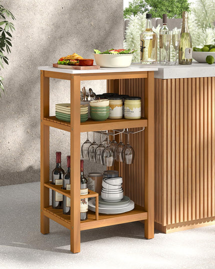 Giantex Acacia Wood Outdoor Side Table(Without Drawer)