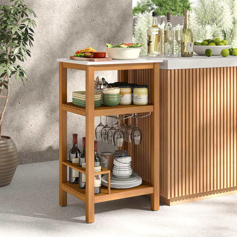 Table d'appoint d'extérieur en bois d'acacia Giantex (sans tiroir)