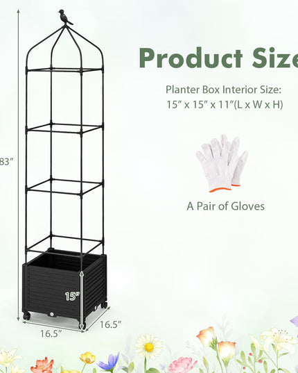 Giantex Raised Garden Bed with Tomato Cages, Obelisk & Bird Top