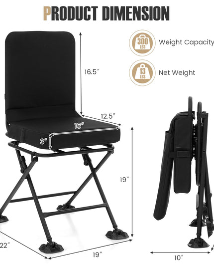 Giantex Hunting Chairs for Blinds - 360° Swivel Silent Hunter Chair